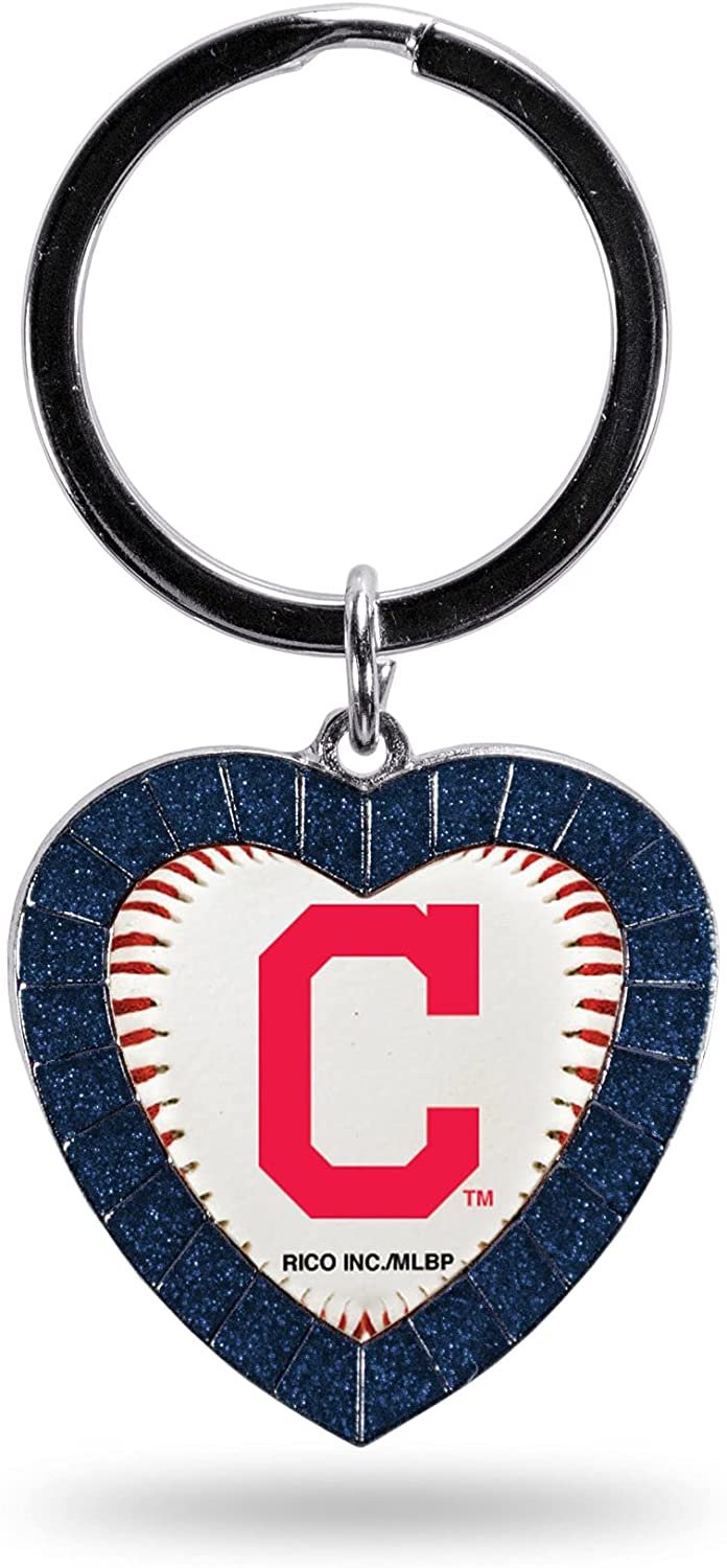 Cleveland Indians Guardians Keychain Rhinestone Heart Decal Emblem Team Color Baseball