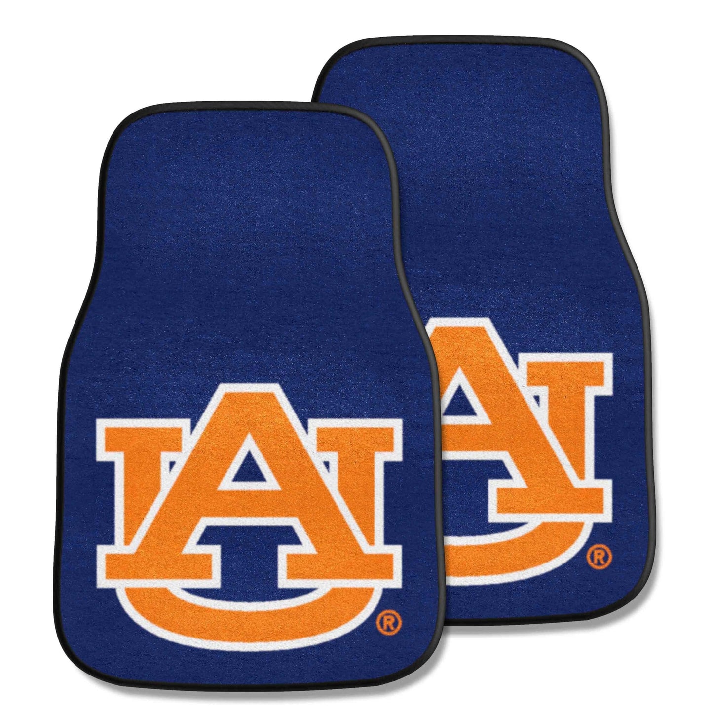 Auburn University Tigers 2-Piece Vehicle Carpet Mat Set, Front Row Automotive Floor Mats, Non-Slip Backing, 18x27 Inch Each, Team Colors, Officially Licensed