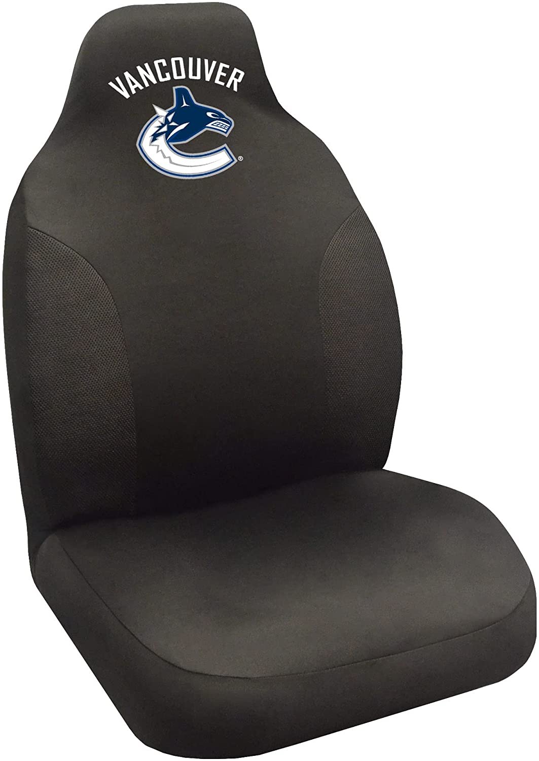 Vancouver Canucks Premium Embroidered Black Auto Bucket Seat Cover, 48x20 Inch, Elastic
