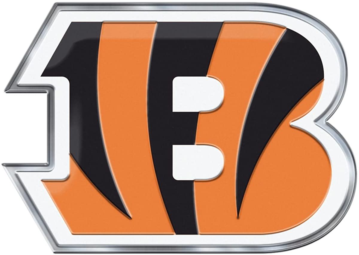Cincinnati Bengals Premium Aluminum Metal Raised Auto Emblem, Alternate Logo, Color Embossed, Full Adhesive Backing