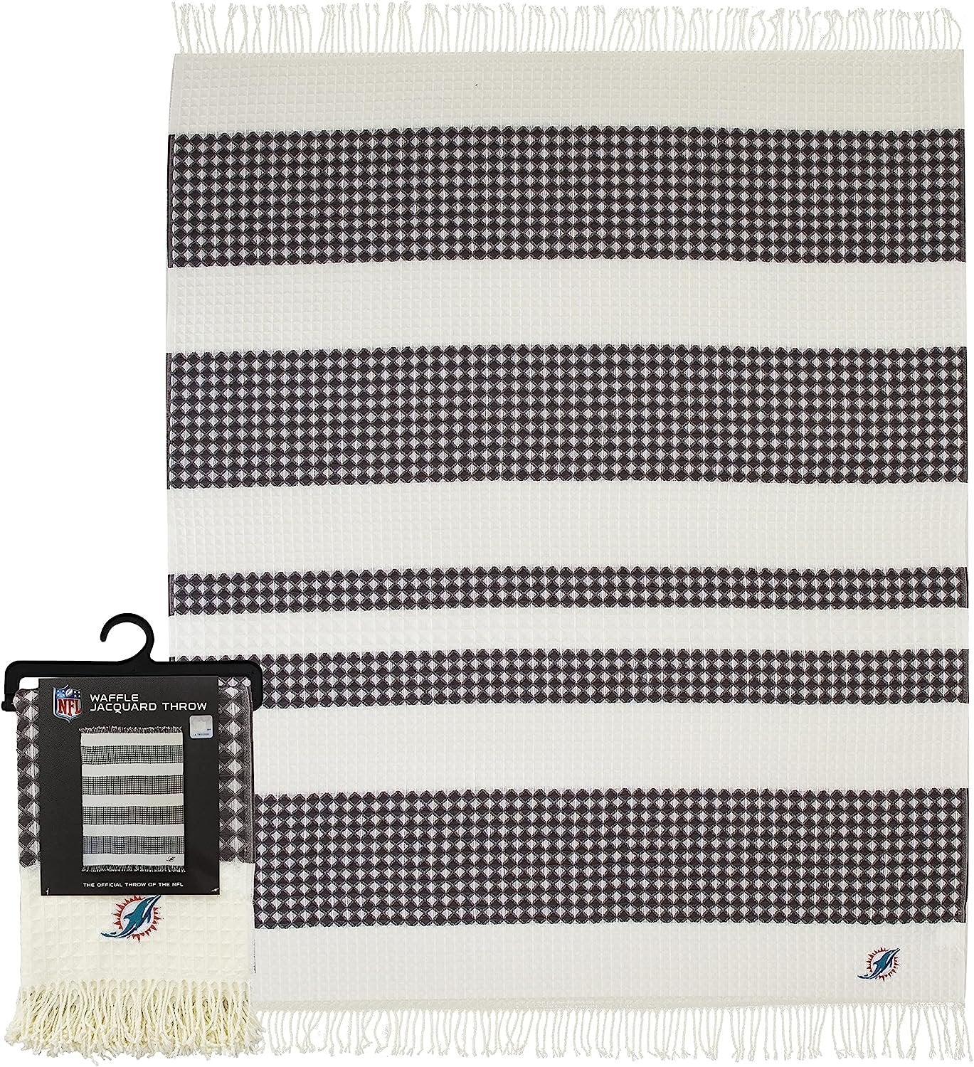 Miami Dolphins Throw Blanket Waffle Weave Jacquard, 50x60 Inch, Unisex-Adult, 100% Acrylic