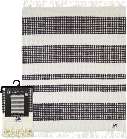 Miami Dolphins Throw Blanket Waffle Weave Jacquard, 50x60 Inch, Unisex-Adult, 100% Acrylic