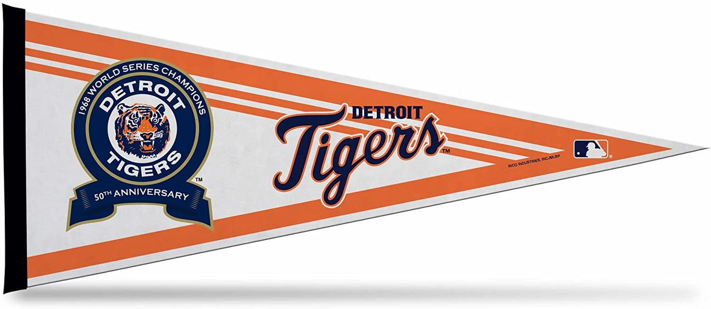 Detroit Tigers 1968 World Series Championship 12x30 Inch Soft Felt Pennant 50th Anniversary