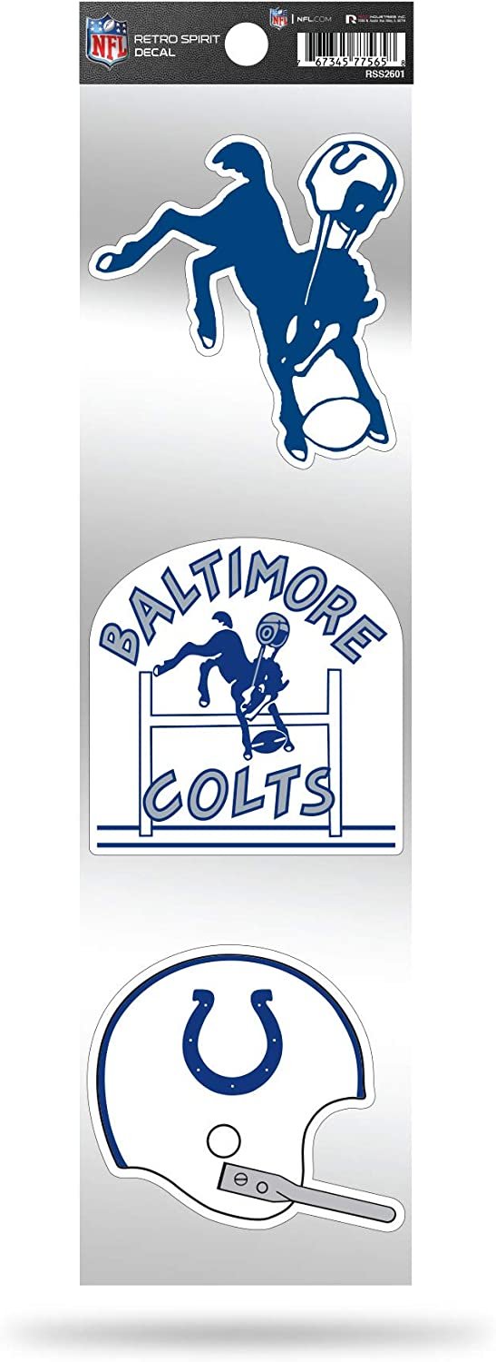 Indianapolis Colts NFL 3-Piece Retro Spirit Decals, Team Color, Size of individual decals will vary
