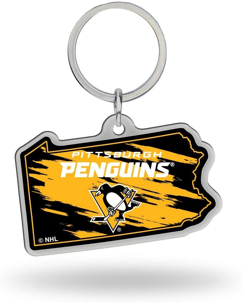 Pittsburgh Penguins Premium Metal Keychain, State Shaped, Team Color