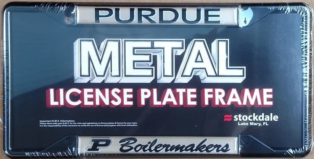 Purdue University Boilermakers Black Metal License Plate Frame Auto Tag Cover, 12x6 Inch