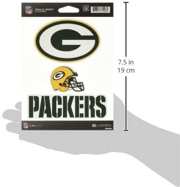 Green Bay Packers Die Cut 3-Piece Triple Spirit Sticker Sheet, 5x7 Inch