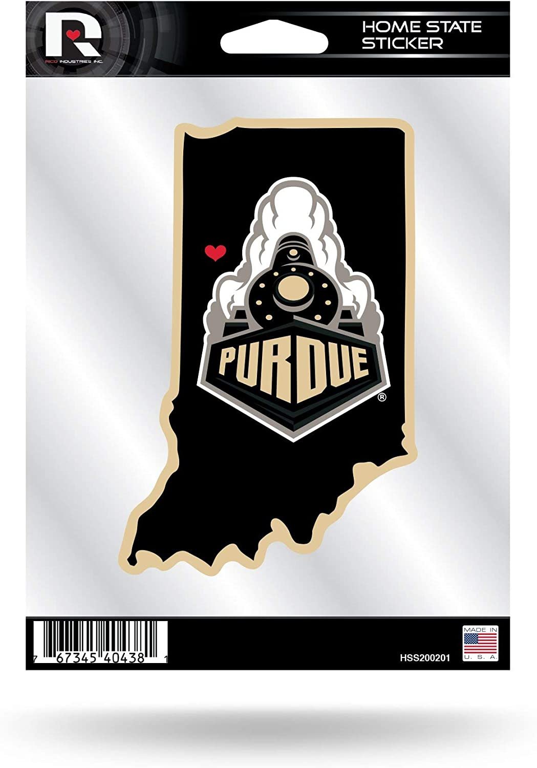 Purdue University Boilermakers 5 Inch Die Cut Sticker Decal, Home State Design, Flat Vinyl, Full Adhesive Backing, Peel and Stick Application, Officially Licensed, Made in the USA