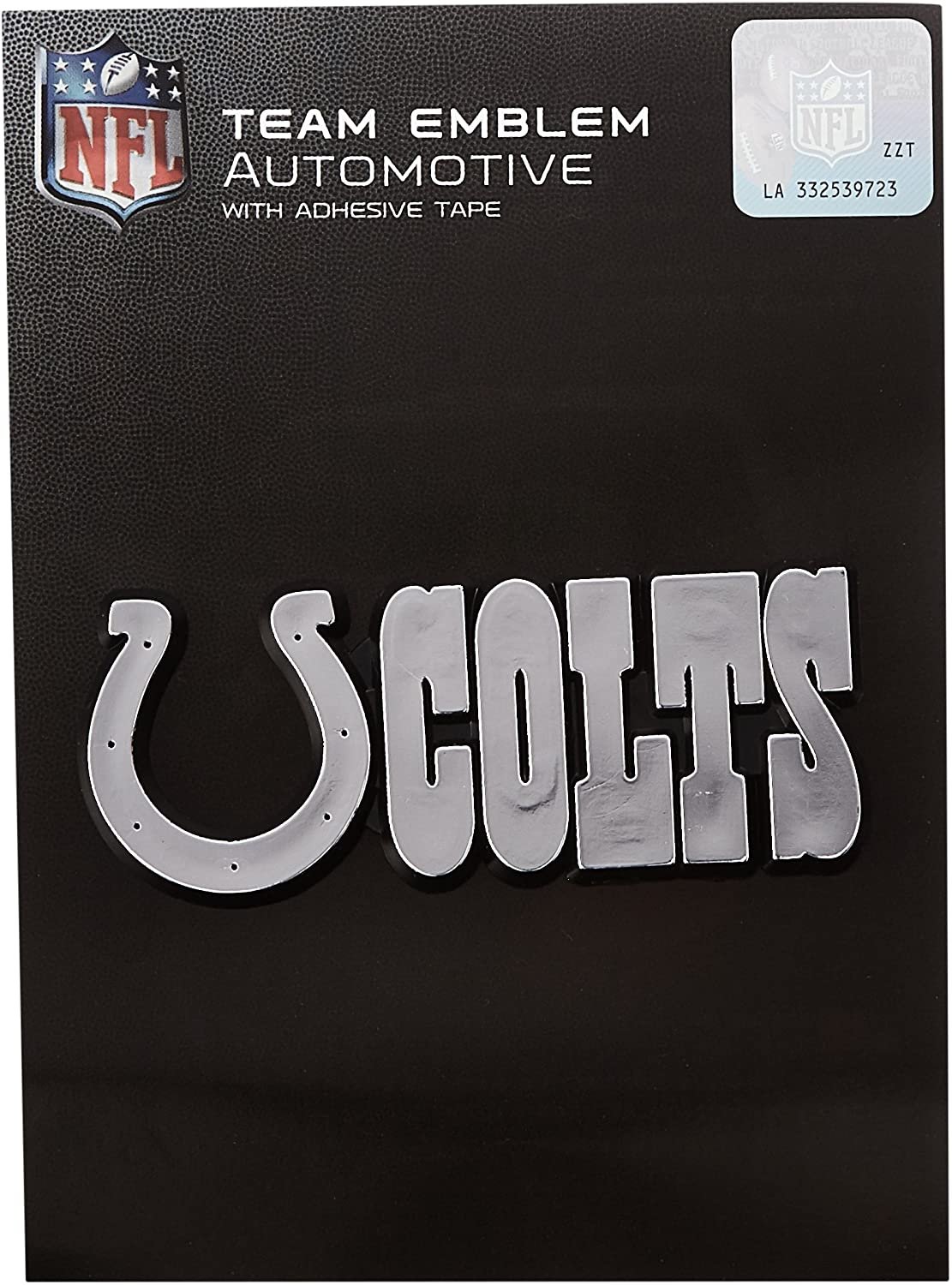 Indianapolis Colts Auto Emblem, Plastic Molded, Silver Chrome Color, Raised 3D Effect, Adhesive Backing