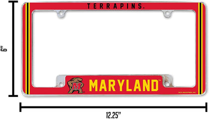 University of Maryland Terrapins Metal License Plate Frame Chrome Tag Cover, Alternate Design, 6x12 Inch