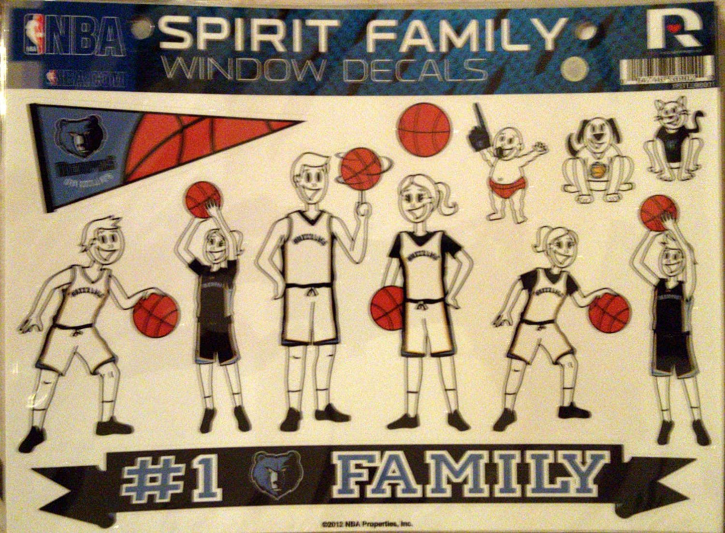 Memphis Grizzlies Spirit Family Decal Sticker Sheet, 8.5 x 11-inches