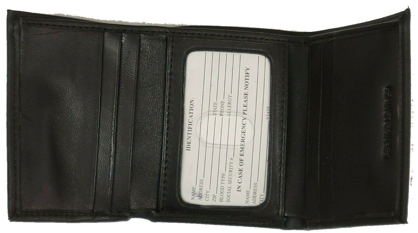 Dallas Cowboys Premium Black Leather Wallet, Trifold, Embossed Laser Engraved
