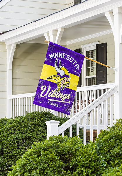 Minnesota Vikings Premium Double Sided Banner Flag 28x44 Inch Vintage Logo Design Indoor Outdoor
