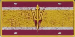 Arizona State University Sun Devils Premium Laser Cut Tag License Plate, Vintage Design, Mirrored Acrylic Inlaid, 6x12 Inch