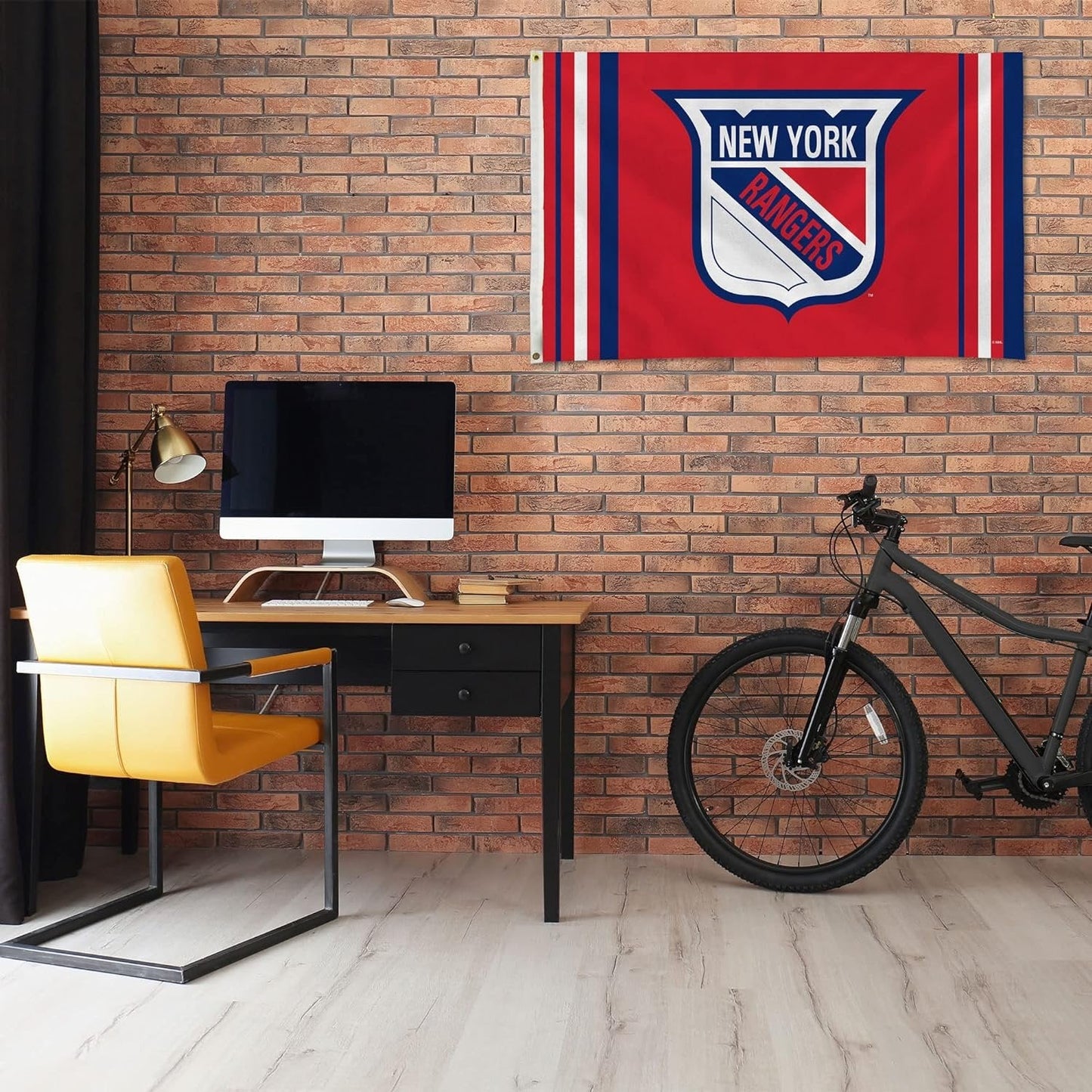 New York Rangers Premium Flag Banner, 3x5 Feet, Metal Grommets, Retro Logo, Indoor or Outdoor, Single Sided