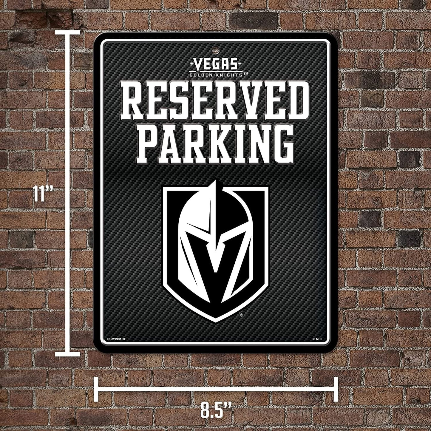 Vegas Golden Knights Metal Parking Sign, Carbon Fiber Design 8.5x11 Inch
