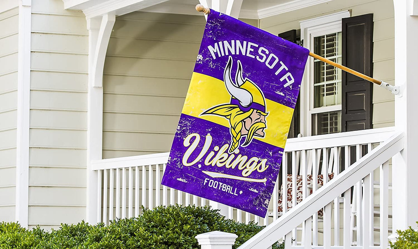 Minnesota Vikings Premium Double Sided Banner Flag 28x44 Inch Vintage Logo Design Indoor Outdoor