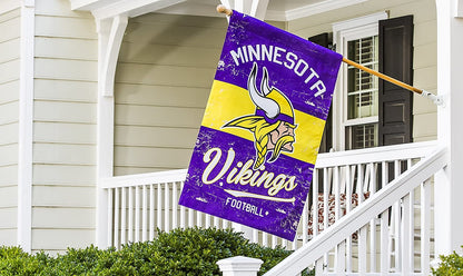 Minnesota Vikings Premium Double Sided Banner Flag 28x44 Inch Vintage Logo Design Indoor Outdoor