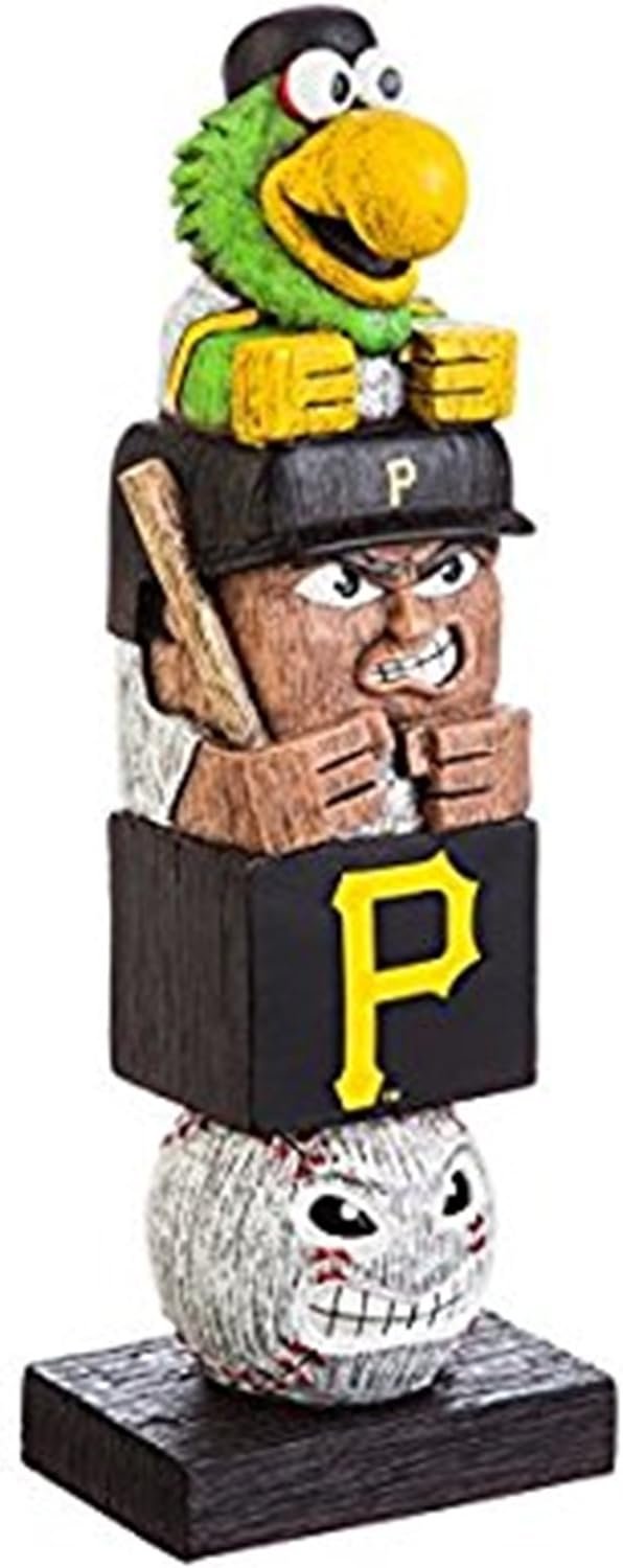 Pittsburgh Pirates Garden Statue, Tiki Totem Style, Outdoor or Indoor Use, 16 Inch Tall, Beautiful Hand Painted Resin…