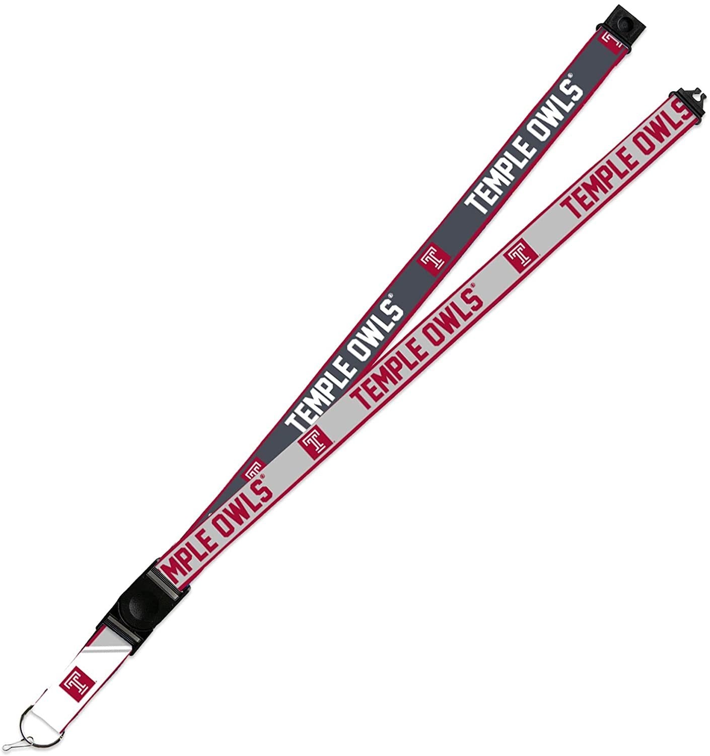 Temple Owls Lanyard Keychain 2-sided Breakaway Clip Gray University of