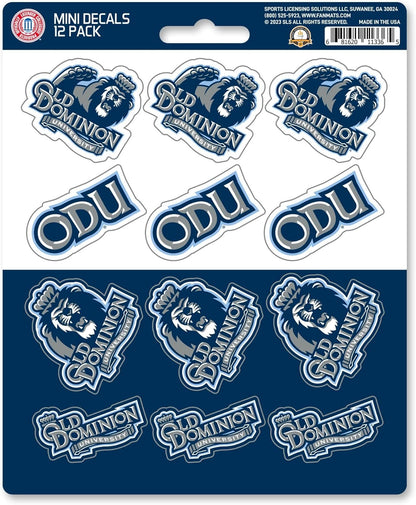 Old Dominion University Monarchs 12-Piece Mini Decal Sticker Set, 5x6 Inch Sheet, Gift for football fans for any hard surfaces around home, automotive, personal items