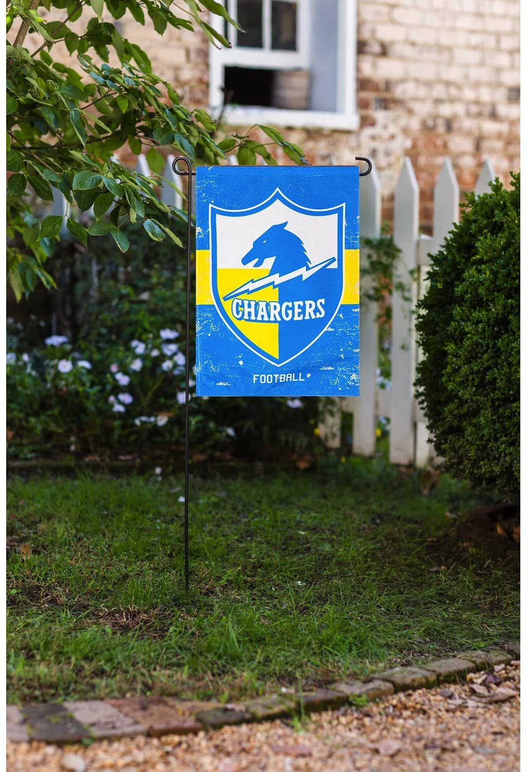 Los Angeles Chargers Garden Flag Banner, Double Sided, Linen, Retro Vintage Design, 12.5x18 Inch