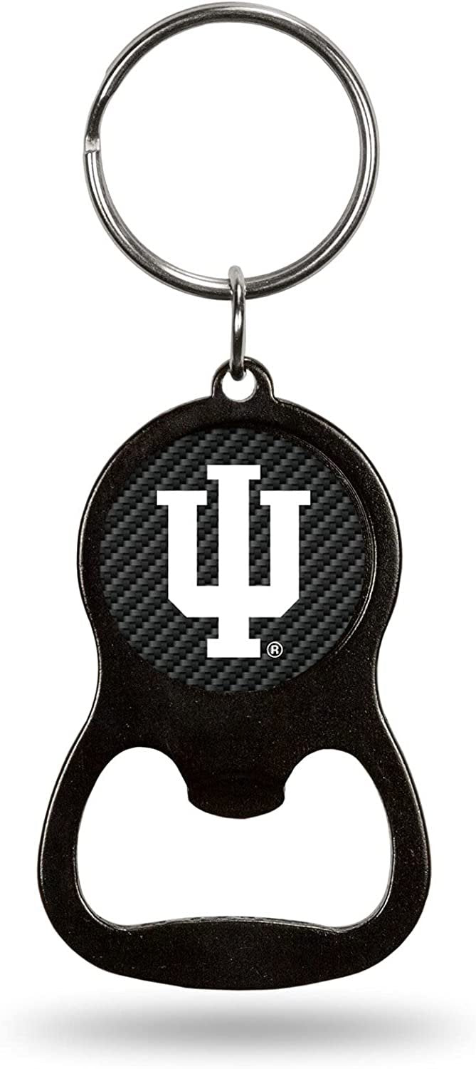 Indiana University Hoosiers Premium Solid Metal Keychain Bottle Opener, Carbon Fiber Design