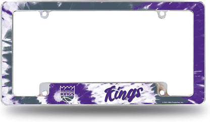 Sacramento Kings Metal License Plate Frame Chrome Tag Cover Tie Dye Design 6x12 Inch