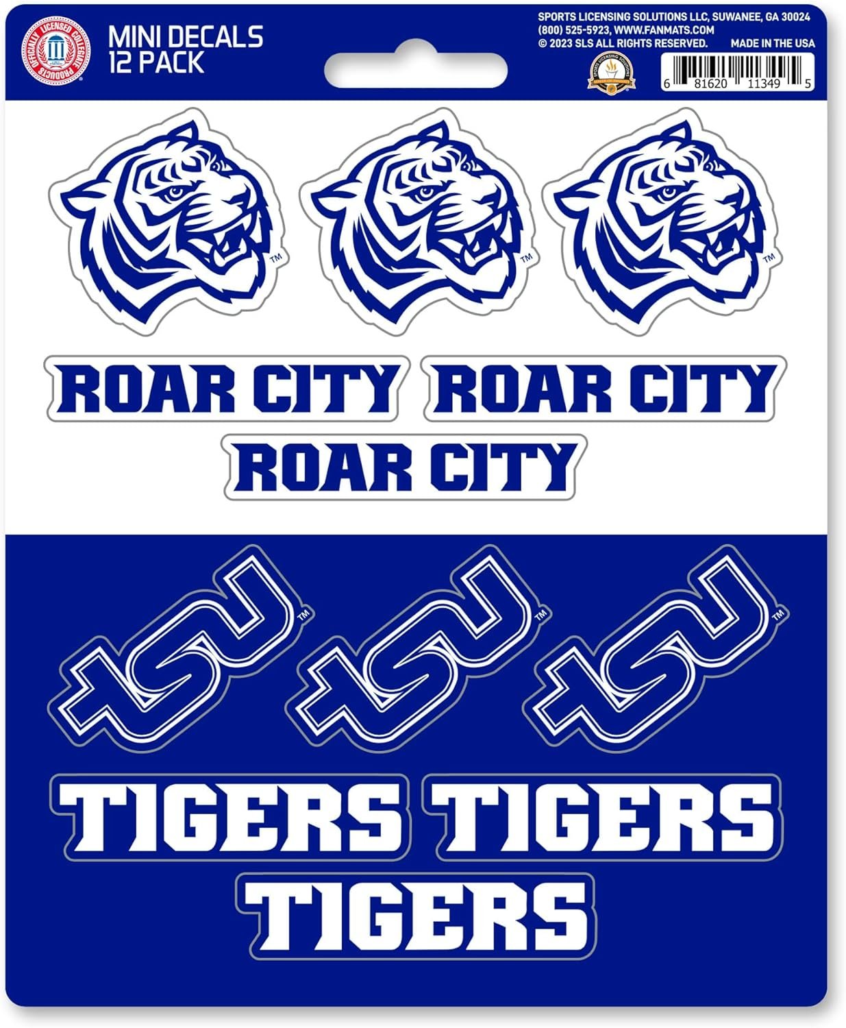 Tennessee State University Tigers 12-Piece Mini Decal Sticker Set, 5x6 Inch Sheet, Gift for football fans for any hard surfaces around home, automotive, personal items