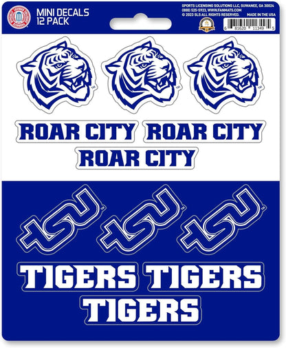 Tennessee State University Tigers 12-Piece Mini Decal Sticker Set, 5x6 Inch Sheet, Gift for football fans for any hard surfaces around home, automotive, personal items