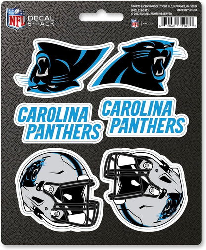 Carolina Panthers 6-Piece Decal Sticker Set, 5x6 Inch Sheet, Gift for football fans for any hard surfaces around home, automotive, personal items