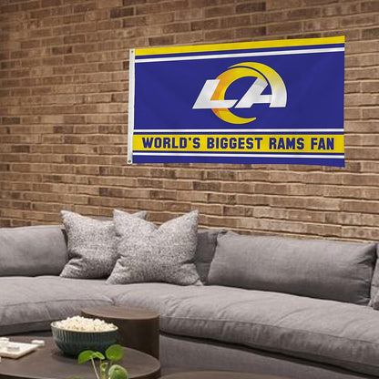 Los Angeles Rams 3x5 Feet Flag Banner, World's Biggest Fan, Metal Grommets, Single Sided, Indoor or Outdoor Use