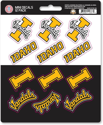 University of Idaho Vandals 12-Piece Mini Decal Sticker Set, 5x6 Inch Sheet, Gift for football fans for any hard surfaces around home, automotive, personal items