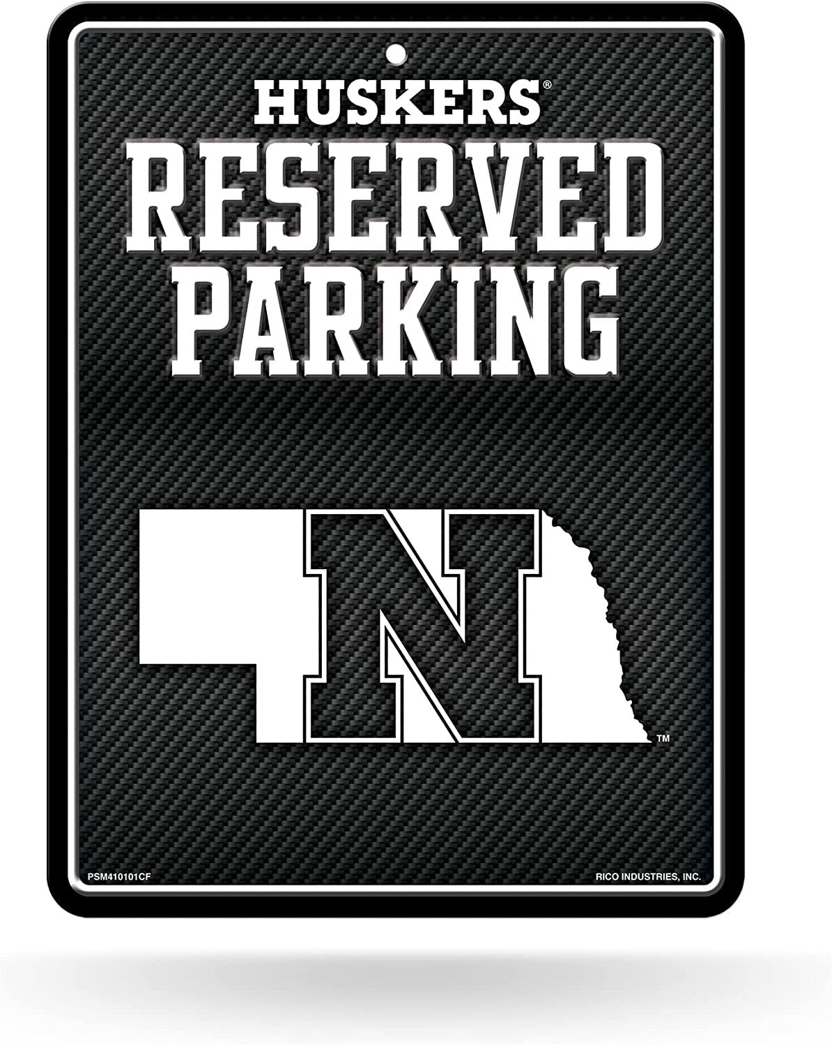 University of Nebraska Cornhuskers Metal Parking Novelty Wall Sign 8.5 x 11 Inch Carbon Fiber Design