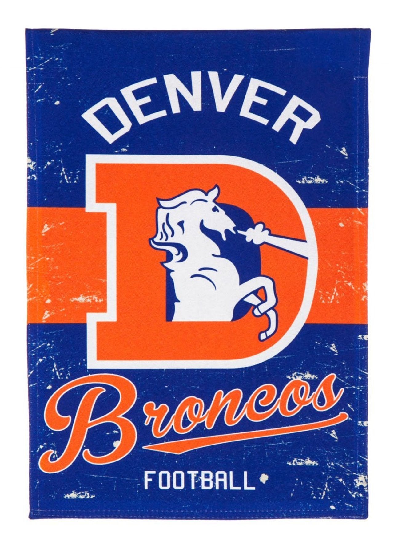 Denver Broncos Premium Garden Flag Banner, Double Sided, Retro Vintage Style, Linen, 13x18 Inch