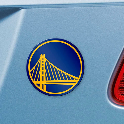 Golden State Warriors Premium Solid Metal Raised Auto Emblem Shape Cut Adhesive Backing