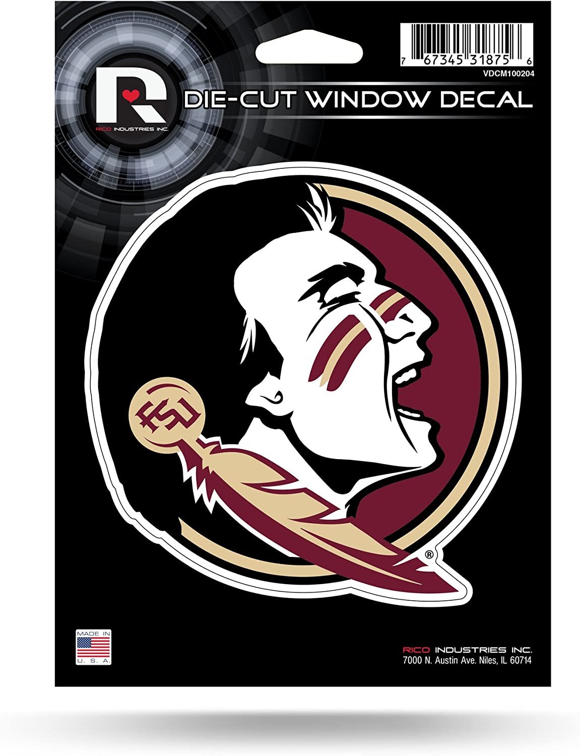 Florida State University Seminoles 5 Inch Die Cut Flat Vinyl Decal Sticker Adhesive Backing