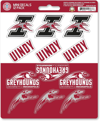 University of Indianapolis Greyhounds 12-Piece Mini Decal Sticker Set, 5x6 Inch Sheet, Gift for football fans for any hard surfaces around home, automotive, personal items