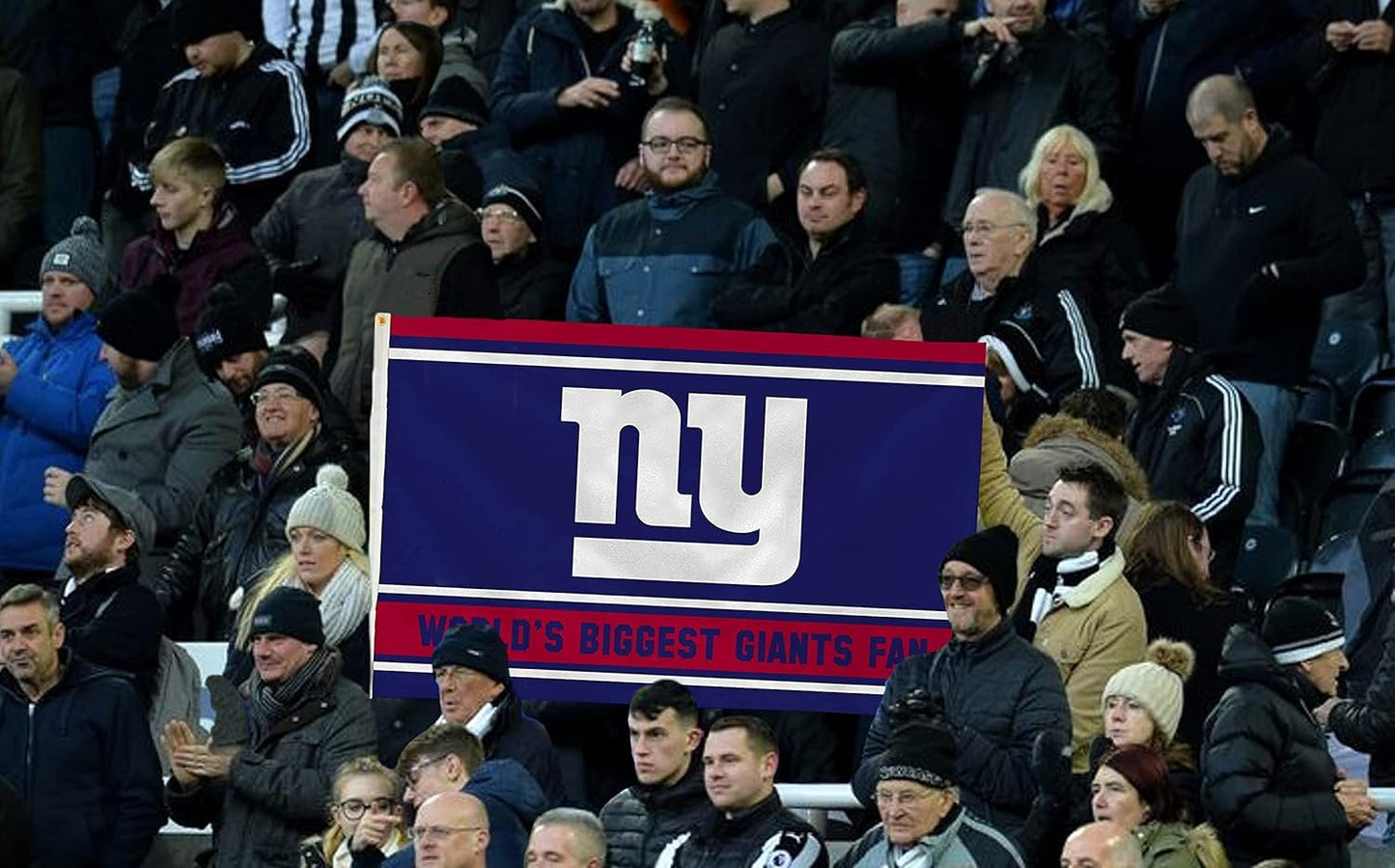New York Giants 3x5 Feet Flag Banner, World's Biggest Fan, Metal Grommets, Single Sided, Indoor or Outdoor Use
