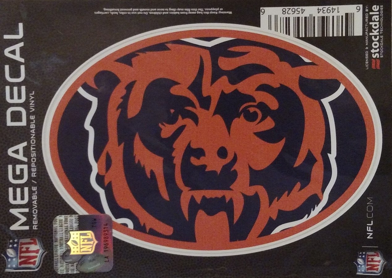 Chicago Bears 5 Inch Oval Sticker Decal, Mega Logo, Flat Vinyl, Full Adhesive Backing, Peel and Stick Application, Officially Licensed, Made in the USA