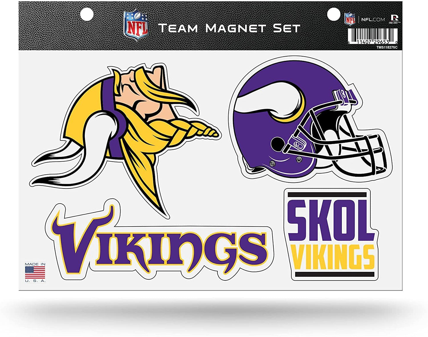 Minnesota Vikings Team Multi Magnet Set, 8.5x11 Inch Sheet, Die Cut, Auto Home
