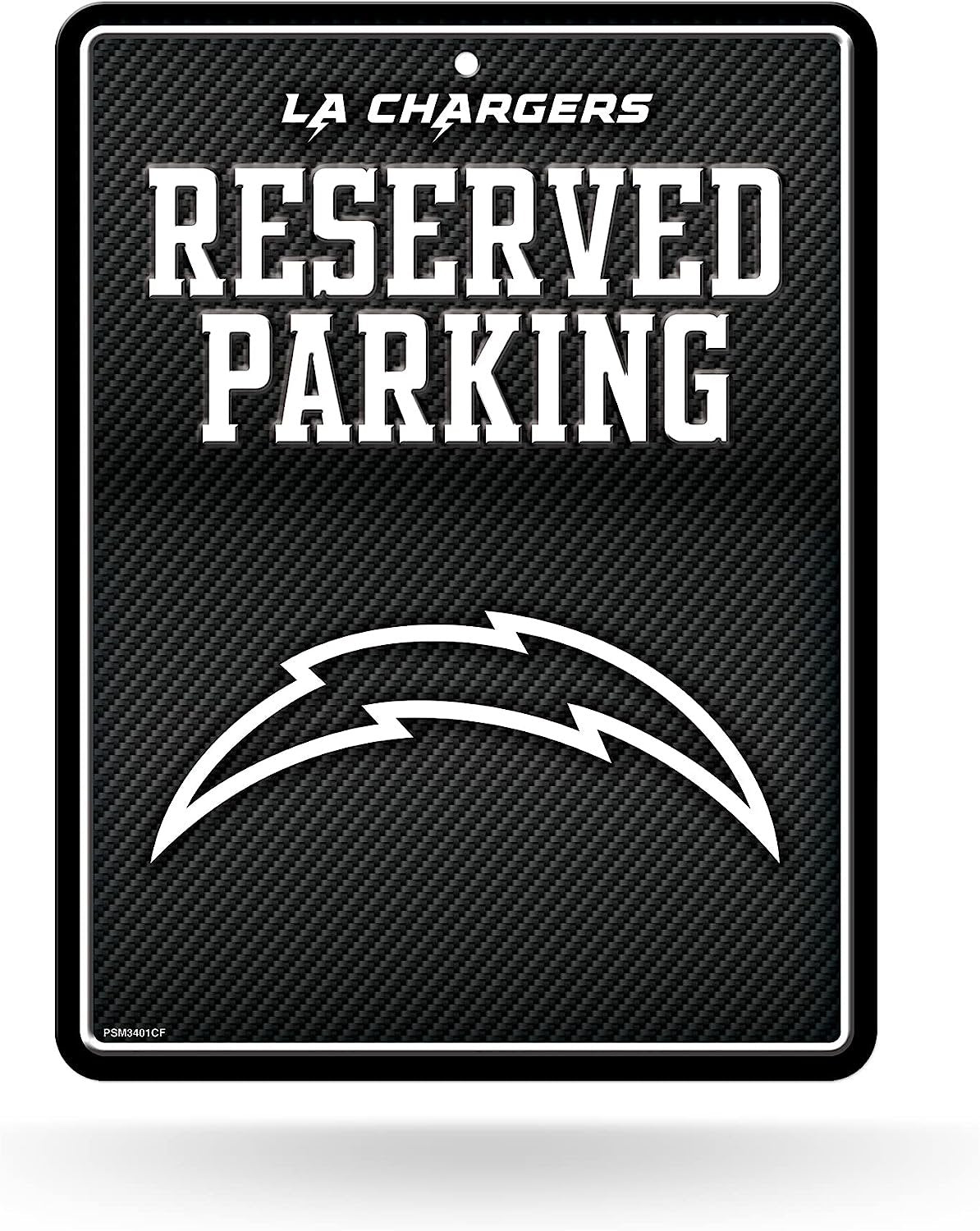 Los Angeles Chargers Metal Parking Novelty Wall Sign 8.5 x 11 Inch Carbon Fiber Design
