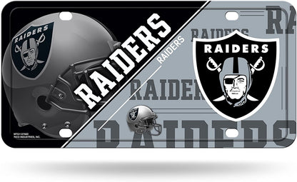 Las Vegas Raiders Metal Auto Tag License Plate, Split Design, 6x12 Inch
