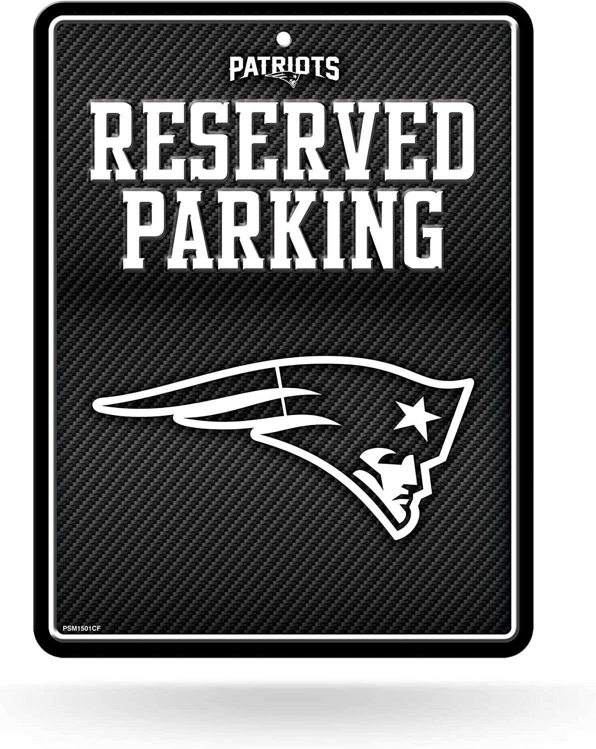 New England Patriots Metal Parking Novelty Wall Sign 8.5 x 11 Inch Carbon Fiber Design