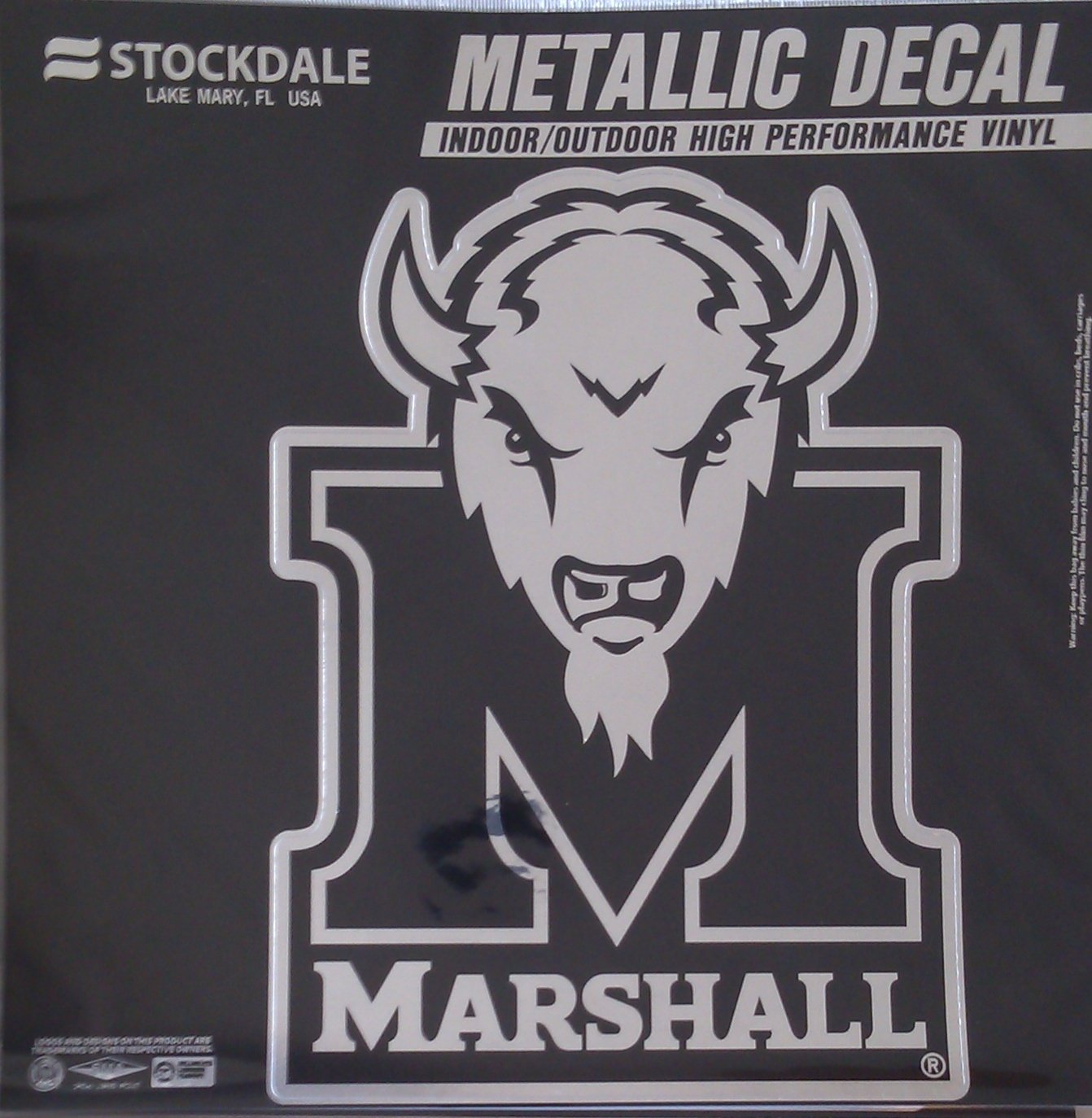 Marshall University Thundering Herd 12 Inch Decal Sticker, Metallic Chrome Shimmer Design