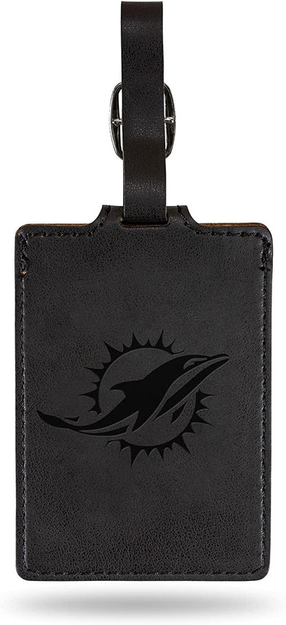 Miami Dolphins Luggage Bag Tag Laser Engraved Ultra Suede Includes ID Card