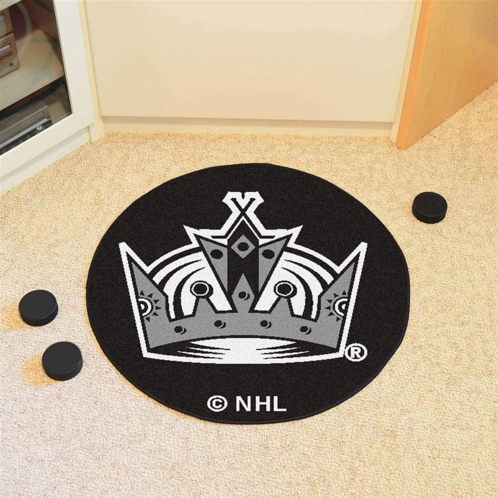 Los Angeles Kings 27 Inch Area Rug Floor Mat, Nylon, Anti-Skid Backing, Puck Shaped