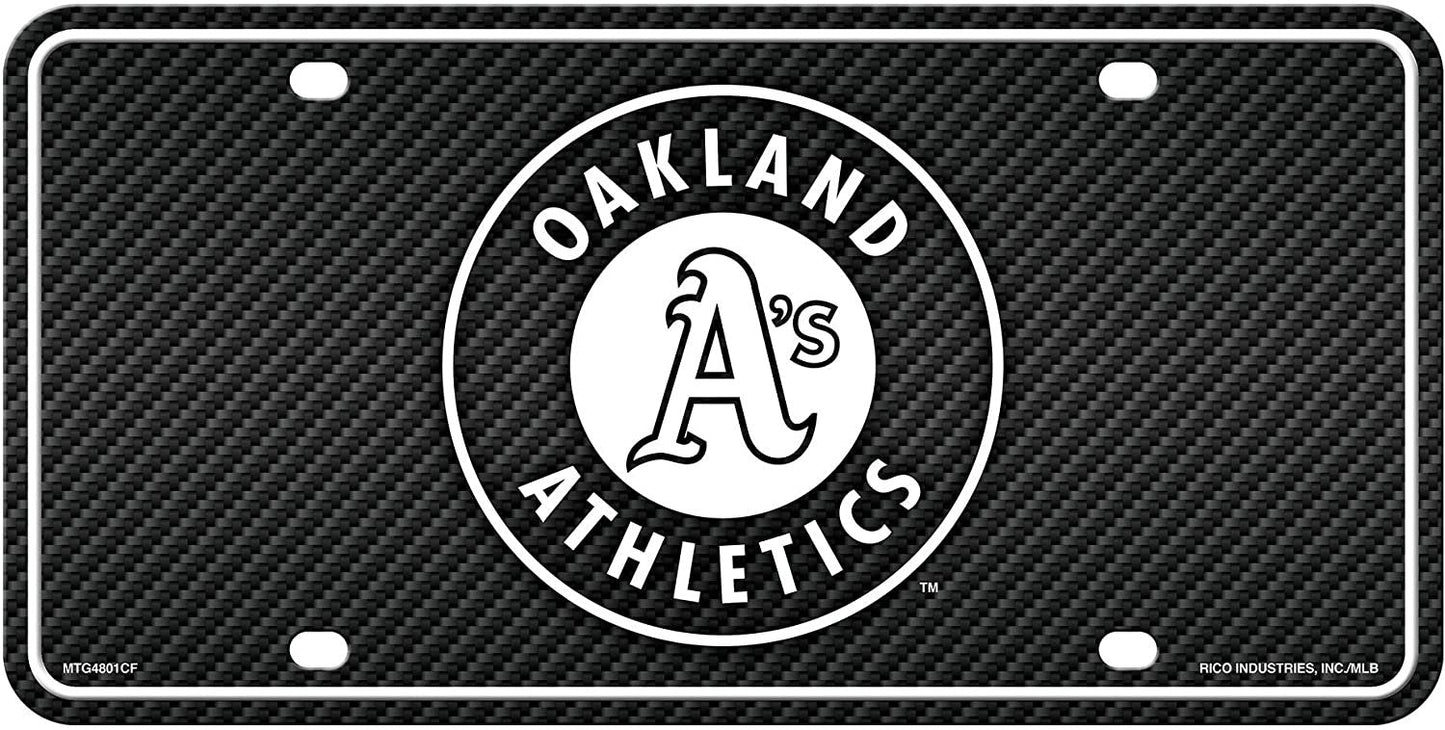 Oakland Athletics A's Metal Tag License Plate, Carbon Fiber Design, 6x12 Inch