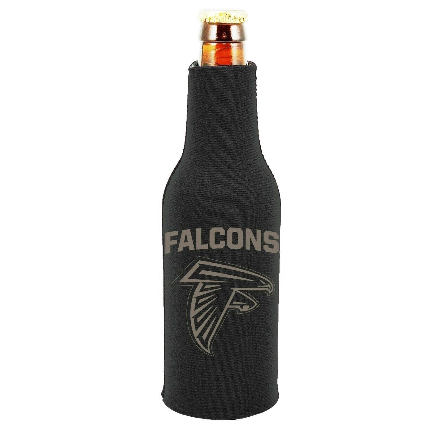 Atlanta Falcons 2-PACK Zipper BOTTLE Tonal Black Koozie Neoprene Holder Football