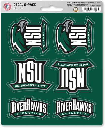 Northeastern State University Riverhawks 6-Piece Decal Sticker Set, 5x6 Inch Sheet, Gift for football fans for any hard surfaces around home, automotive, personal items